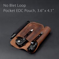 Étui organisateur de couteau EDC personnalisé en cuir pleine fleur avec boucle pour stylo, couleur châtain