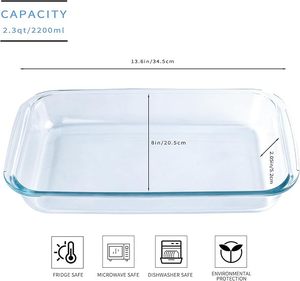 Plats et moules de cuisson rectangulaires en <span class=keywords><strong>verre</strong></span> pour micro-ondes, 1L, 1.6L, 2.2L, 3L, vente en gros - Product Image 2
