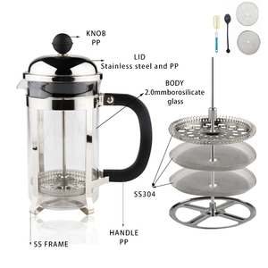 Cafetera <span class=keywords><strong>Francesa</strong></span> de Plata al por Mayor, Cafetera <span class=keywords><strong>Francesa</strong></span> para Café, Té, Leche, Vidrio de Borosilicato y Libre de BPA, Cafetera de 34 oz - Product Image 2