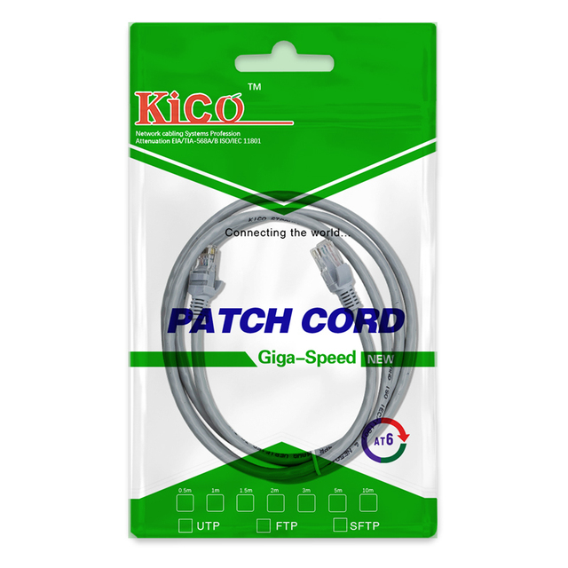 KICO OEM Cat6 UTP LSZH/PVC Jacket 8-Conductor Bare Copper Strand PatchCord 0.5m-5m RJ45 Ethernet Cable Pure Copper Conductor