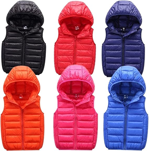 2024 enfant <span class=keywords><strong>sans</strong></span> manches veste léger hiver chaud vers le bas rembourré gilet pour garçons et filles matelassé fermeture éclair à capuche bouffant gilet - Product Image 3