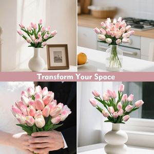 Ramo de Tulipanes Artificiales Hechos a Mano con Sensación de Goma Suave, para Interiores, Hogar, Navidad, Día de San Valentín, Día de la Madre - Product Image 3