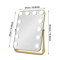 12 Bulbs Style Smart LED Display Screen Lighted Dimmable Square Makeup Desktop Vanity Mirror Personalized Custom Logo Customized