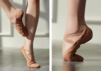Sepatu Balet Kain Elastis Profesional untuk Dewasa dan Anak-anak Ukuran 25-44, Sandal Tari Elastis Tinggi untuk Penari dengan Punggung Kaki Tinggi