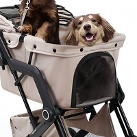Poussette double pour animaux de compagnie, pliable, réglable, grand espace, 4 roues, cadre en alliage d'aluminium pour les voyages