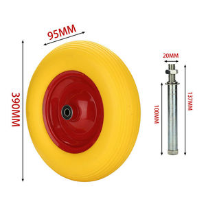 <span class=keywords><strong>Roue</strong></span> en mousse PU robuste de 390 mm - <span class=keywords><strong>Roue</strong></span> en caoutchouc jaune <span class=keywords><strong>avec</strong></span> moyeu en acier rouge pour chariot à main, brouette et chariot de jardin - Product Image 2