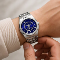 Montre à quartz de luxe pour homme PINTIME, cadran en verre traité, bracelet en acier inoxydable, étanche 5 ATM, cadran de 40 mm, fermoir papillon, style professionnel