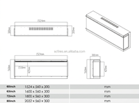 Insert de cheminée électrique certifié ETL à 3 faces, 40-100 pouces, avec flamme LED et chauffage, contrôle à distance via application Wi-Fi pour hall d'hôtel et villa