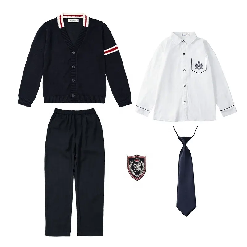 Wholesale Custom Primary Autumn Sweater Suit Children Kids Uniform British Style Academic Wearing Custom Logo School Uniform