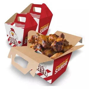 Оптовая продажа, одноразовая упаковочная бумага для фаст-фуда на вынос, коробка из крафт-бумаги, коробка для жареной курицы