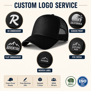 Gorra Trucker Personalizada con Logotipo, Parte Delantera de Espuma, Parte Trasera de Malla, Cierre a Presión, Gorra de Béisbol Ajustable, Bordada, Unisex, Venta al Por Mayor, OEM, MOQ Bajo - Product Image 4