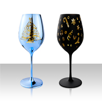 Verre à vin rétro de luxe personnalisé à longue tige avec marquage à chaud et gravure laser, conçu pour Noël
