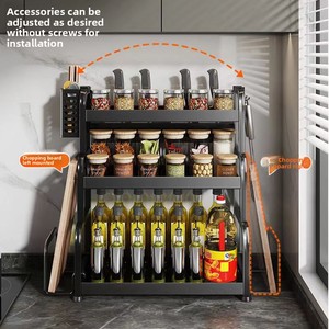 Estante de cocina de acero inoxidable para condimentos y cuchillos - Product Image 3