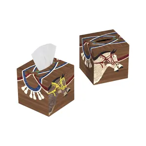 ठोस अखरोट लकड़ी चमत्कार चेहरे के ऊतक बॉक्स डेस्क आयोजक रसोई के उपयोग के लिए बहु-कार्यात्मक वर्ग डिजाइन - Product Image 4