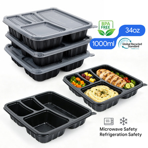 Conteneur alimentaire jetable en plastique PP à 4 compartiments, emballé sous blister, avec couvercle, sans BPA, compatible micro-ondes, pour vente en gros - Product Image 1