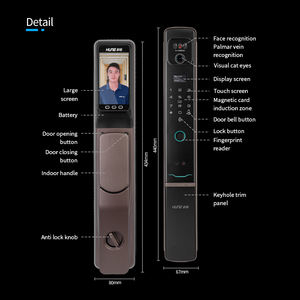 हुन वाटरप्रूफ स्मार्ट डोर लॉक वाईफाई वायरलेस फिंगरप्रिंट पासवर्ड इलेक्ट्रॉनिक रफिड कार्ड ऐप कैमरा के साथ डिजिटल डोर लॉक - Product Image 6