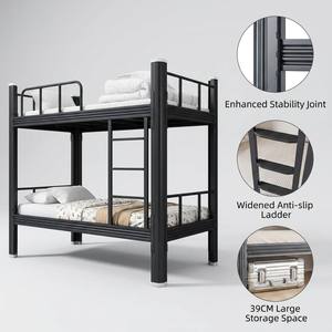 Lits superposés en métal pour adultes, lits en acier robustes, pour dortoir, chambre à coucher, appartement, avec barrière de sécurité, OEM personnalisé - Product Image 4