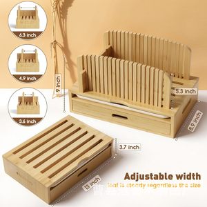 Guan Lu Wooden Bread Slicer Bamboo Adjustable <b>Tray</b> With Drawer <b>Storage</b> For Kitchen <b>Baking</b> Tools - Product Image 5