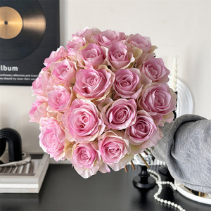 Bouquet de roses artificielles en soie, 21 pièces, décorations de mariage pour les mariées - Product Image 1