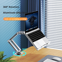 Support pour ordinateur portable en alliage d'aluminium avec pince mécanique, support rotatif à 360 degrés pour tablette, pour le bureau et la maison