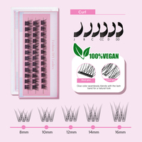 Prix d'usine Kit de cils auto-adhésifs en grappe DIY, volume, 3 rangées, logo personnalisé, 0.05 0.07 C D Curl