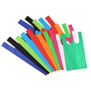 Sacs en tissu non tissé pliables personnalisés pour cadeaux, courses au supermarché, sacs réutilisables en forme de T-shirt - Product Image 6