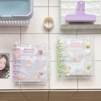 Carpeta A7 de Estilo Coreano con Cubierta Suave, Doble Hebilla, PVC Transparente, 6 Anillas, Porta Tarjetas de Fotos para Álbum, Decoración de Uñas