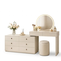 Meilleures Ventes : Coiffeuse Moderne en Pin Blanc avec Miroir sur Pied à LED pour Chambre à Coucher, Idéale pour Hôtels