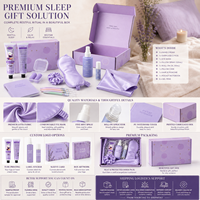Coffret Cadeau Bien-être Personnalisé Thème Lavande : Masque de Nuit, Taie d'Oreiller, Chouchou, Huile en Spray, Carnet, Boîte Cadeau Personnalisée