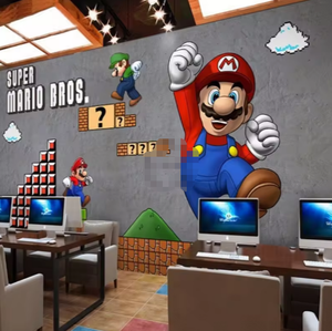 Dessin animé Super <span class=keywords><strong>Mario</strong></span> jeu thème Mural chambre d'enfants maison papier peint autocollant - Product Image 1