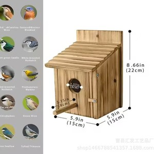Casa de Pájaros de Madera de Pino para Exteriores, Nido Rectangular, Estilo Simple y Duradero, para Periquitos, Cacatúas, Pardillas, Caja de Cría - Product Image 4