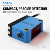 CORON GZX Capteur photoélectrique compact de type carré réflecteur diffuseur avec câble de 2 m, sortie NPN, plage de détection 0-10 cm, IP65
