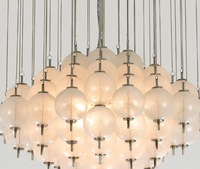 Lustre Moderne du Milieu du Siècle en Verre de Murano, Grand Luminaire Suspendu Rond pour Plafond, Idéal pour Salon, Salle à Manger, Escalier