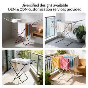 ราวตากผ้าเหล็กพับได้แบบชั้นเดียวทันสมัยสำหรับตากผ้าขนหนูและเสื้อผ้า - Product Image 2