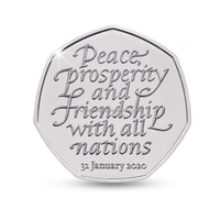 WD Nouvelle pièce de monnaie Brexit 50p 2020, pièce de monnaie en argent rare de collection de vingt-cinq livres sterling