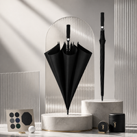 Parapluie de golf personnalisé avec logo, noir, revêtement en fibre de verre, 8 baleines, manche long, ouverture automatique, grande coupe, idéal pour cadeaux d'entreprise, hôtels et publicité