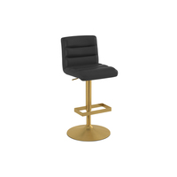 Tabouret de bar ergonomique avec dossier, siège rembourré bleu, base en métal doré, hauteur réglable pour les propriétaires de maisons en Europe et en Amérique, restaurants