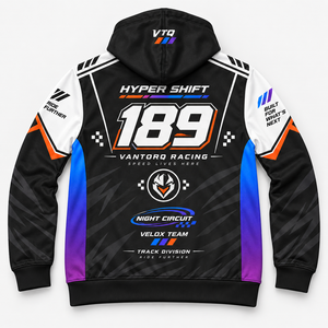 Sudadera Personalizada Sublimada para Equipo de Carreras, Uniforme de Automovilismo para Hombre y Mujer, con Número Impreso, Sudadera para Club Automovilístico o Día de Pista - Product Image 3