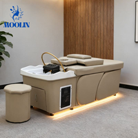 MOOLIN Lit de lavage de cheveux professionnel de luxe multifonctionnel inclinable pour salon, avec massage et spa capillaire, pour soins de beauté thaïlandais