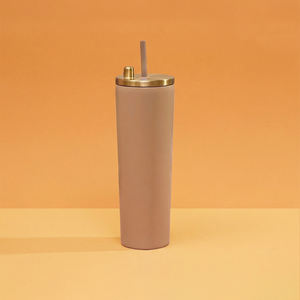 Mug à café en acier inoxydable avec paille, logo personnalisable, portable et écologique, disponible en plusieurs styles. - Product Image 2