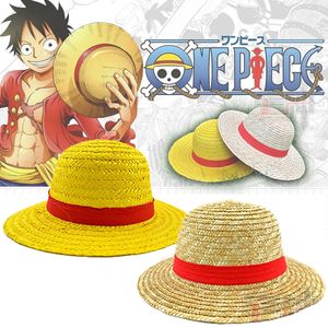 2 gaya 2 ukuran panas Jepang Luffy topi jerami kartun tabir surya Cosplay tali leher Anime topi datar untuk dewasa