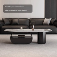Table basse ovale en marbre de luxe italien avec tiroir, style moderne et minimaliste, décorative et écologique, pour salon et maison