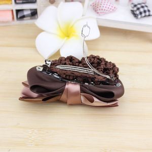 Pinza para el pelo con lazo estilo coreano de 12 cm, de tela, para uso diario, mezcla de colores aleatorios - Product Image 3