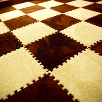 Tapis de sol moderne en velours doux et moelleux à emboîtement rose et blanc Tapis de sol en polyester pour le salon et la maison pour adolescents