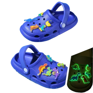 Breloques lumineuses 2D en PVC fluorescent pour chaussures, motif <span class=keywords><strong>dinosaure</strong></span>, pour sacs de plage souples, décorations en plastique à position supérieure - Product Image 1