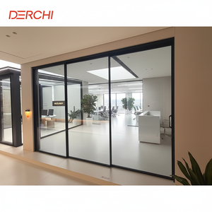 Portes coulissantes en aluminium à triple vitrage, étroites et fines, certifiées CE, DERCHI, pour cloisons intérieures contemporaines - Product Image 2