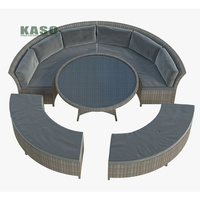 Meubles de patio extérieur en aluminium moderne salle à manger métal fonte d'aluminium extérieur rotin meubles de jardin ensemble canapé extérieur incurvé