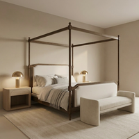 Lit à baldaquin en bois massif, style moderne et luxueux, capitonné, pour chambre principale et suite parentale moderne