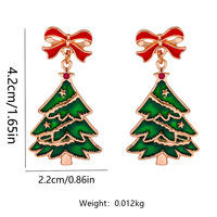Boucles d'oreilles tendance en alliage, style lustre, avec breloque ruban personnalisée, pendentif sapin de Noël, bijoux de fête pour femme, vente en gros OEM