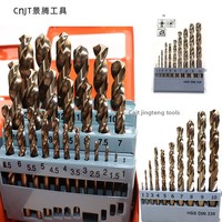 Jeu de forets hélicoïdaux à tige droite en cobalt HSS-CO M35, 13/19/25 pièces, en acier inoxydable pour le perçage des métaux